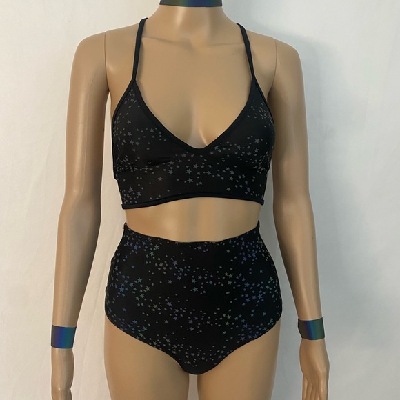 Rainbow and Reflective two-piece bikini set - Picture 3 of 8